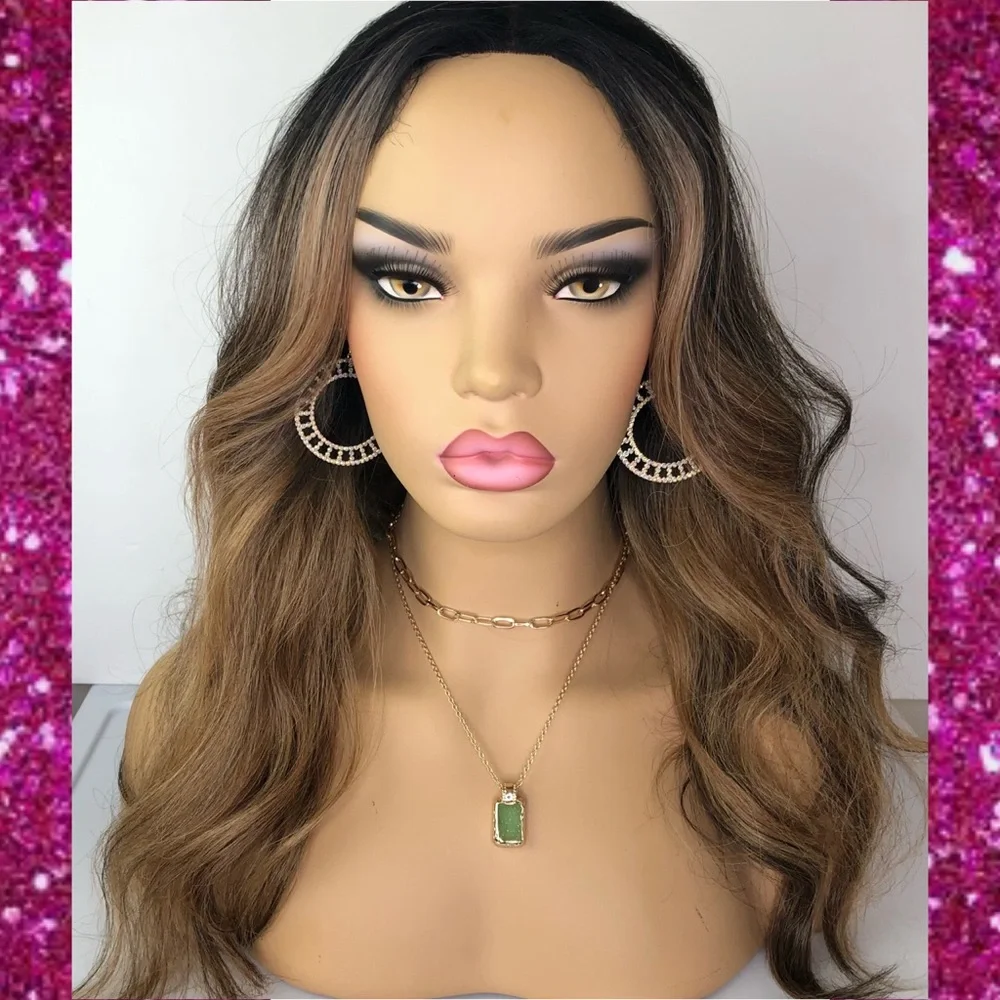 Ash PERFECT Blonde & Brown VALENTINO Long Straight Lace Wig Color FFHOTCHOCO